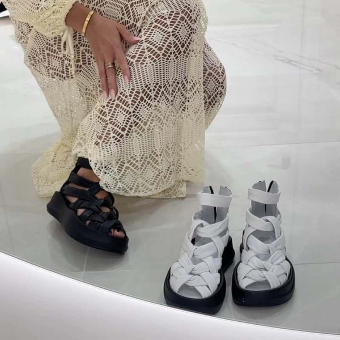 Sandálias de plataforma em tecido com sola macia