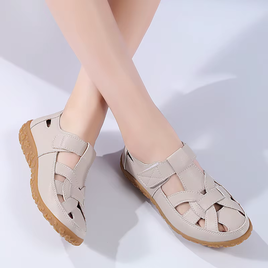 Sandálias Ortopédicas de Couro Respirável para Mulher