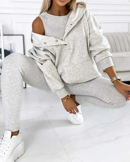 Moletom desportivo informal com capuz para mulher