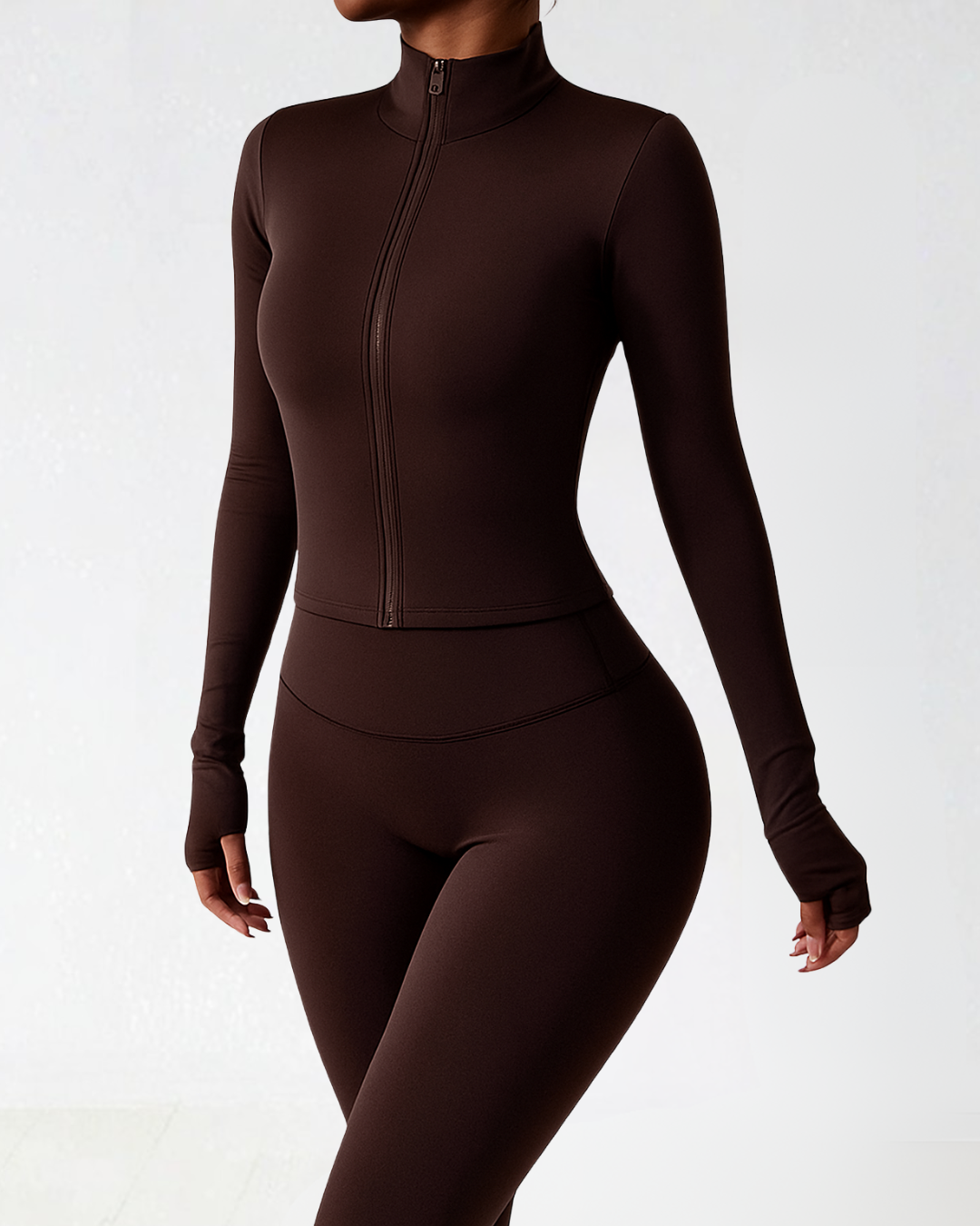 Conjunto Desportivo de 2 Peças Casaco com Fecho de Correr e Leggings para Mulher