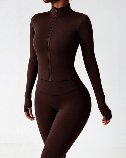 Conjunto Desportivo de 2 Peças Casaco com Fecho de Correr e Leggings para Mulher