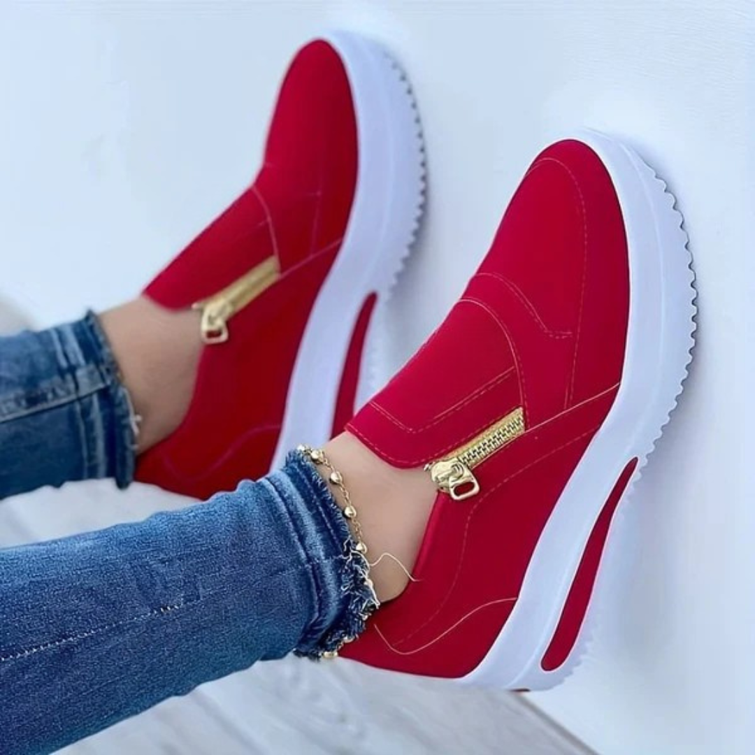 Sapatos Leves e Confortáveis com Fechos Laterais para Mulher