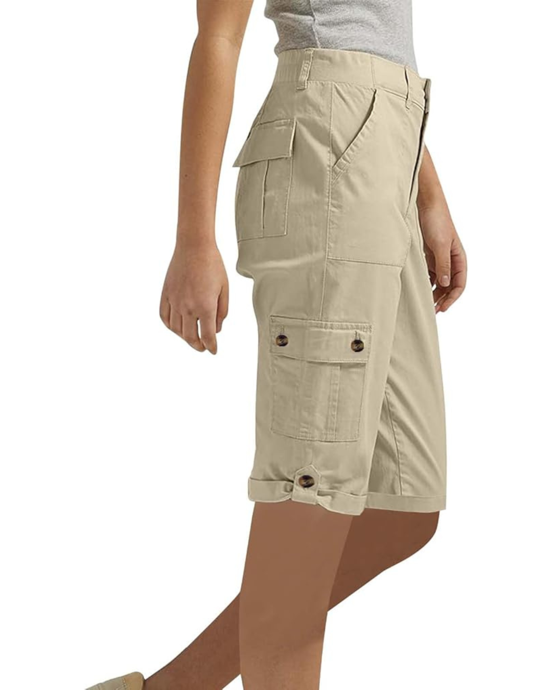 Calças capri com pregas para mulher