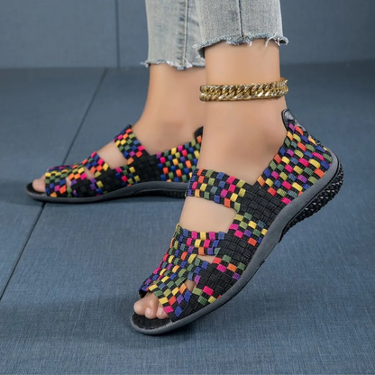sandalias ergonómicas e casuais com cinto elástico para mulher