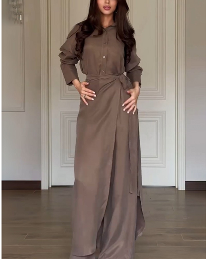 Conjunto Casual de Duas Peças com Camisa e Saia e Calças