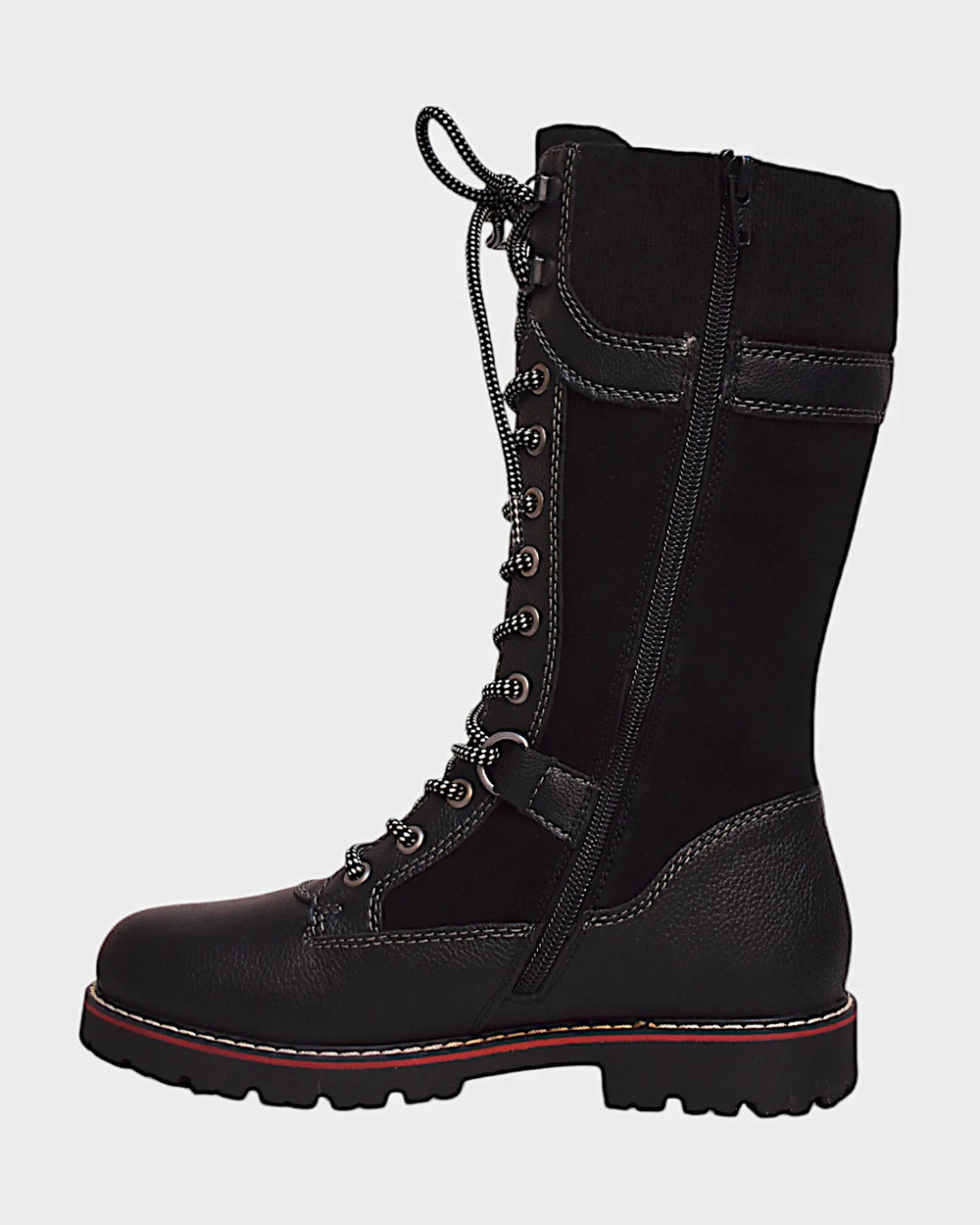 Botas Altas de Couro com Fecho Lateral Unissexo