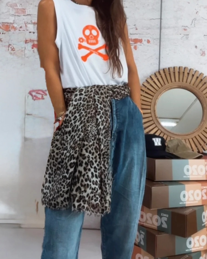 Sarongue com estampado animal com padrão leopardo