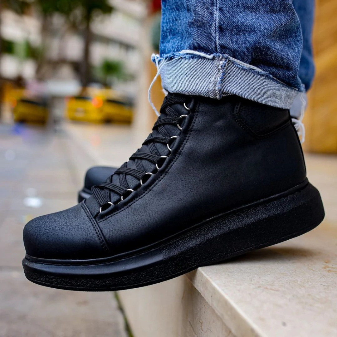 Sapatos casuais de couro para homem com sola ortopédica