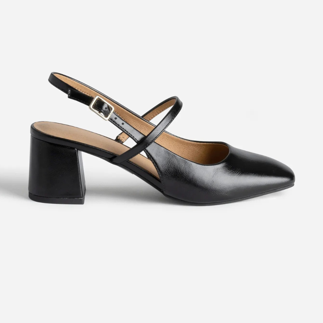 Sapatos Femininos de Salto Médio com Tira Cruzada e Bico Fino