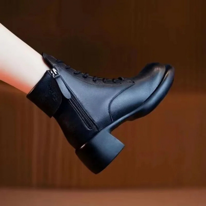 Botas de Couro com Fecho de Correr para Mulher