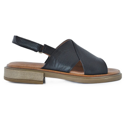 Sandálias de couro em dois tons