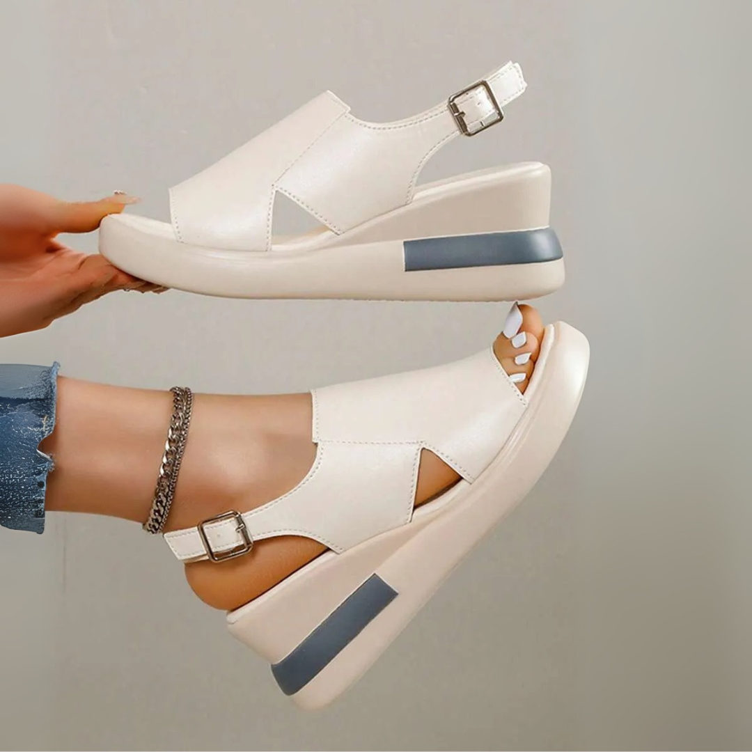 Sandálias ortopédicas de biqueira aberta com plataforma e duplo encaixe