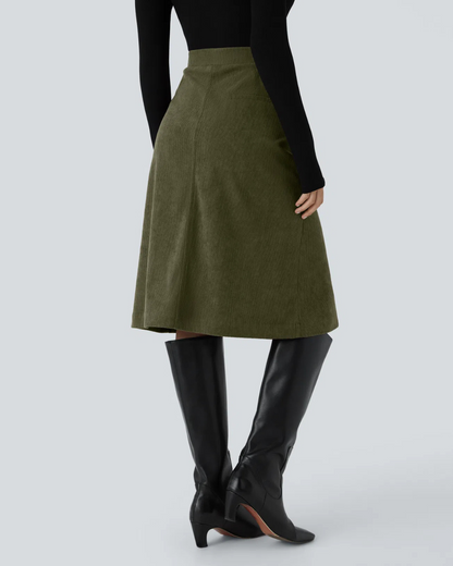 Saia Casual para Mulher com Bolsos e Aba Lateral à Frente