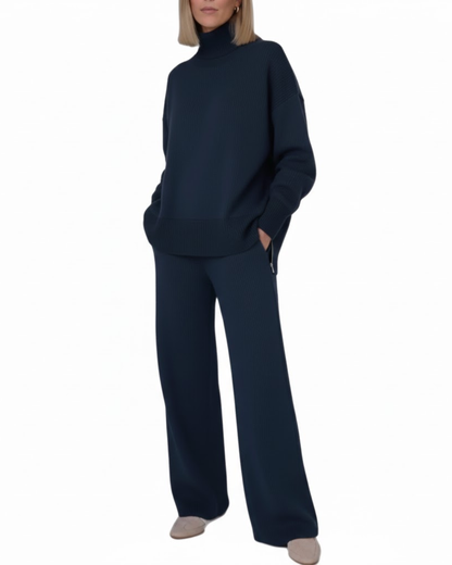 Conjunto de Duas Peças Sweatshirt Larga e Calças de Perna Larga para Mulher