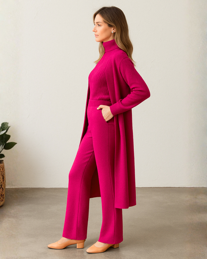 Conjunto Elegante de Três Peças Versatilidade com Estilo para Mulher