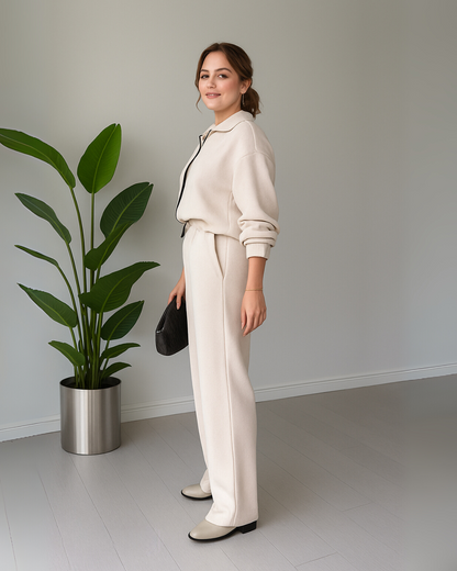 Conjunto de duas peças para mulher, estilo confortável e elegante