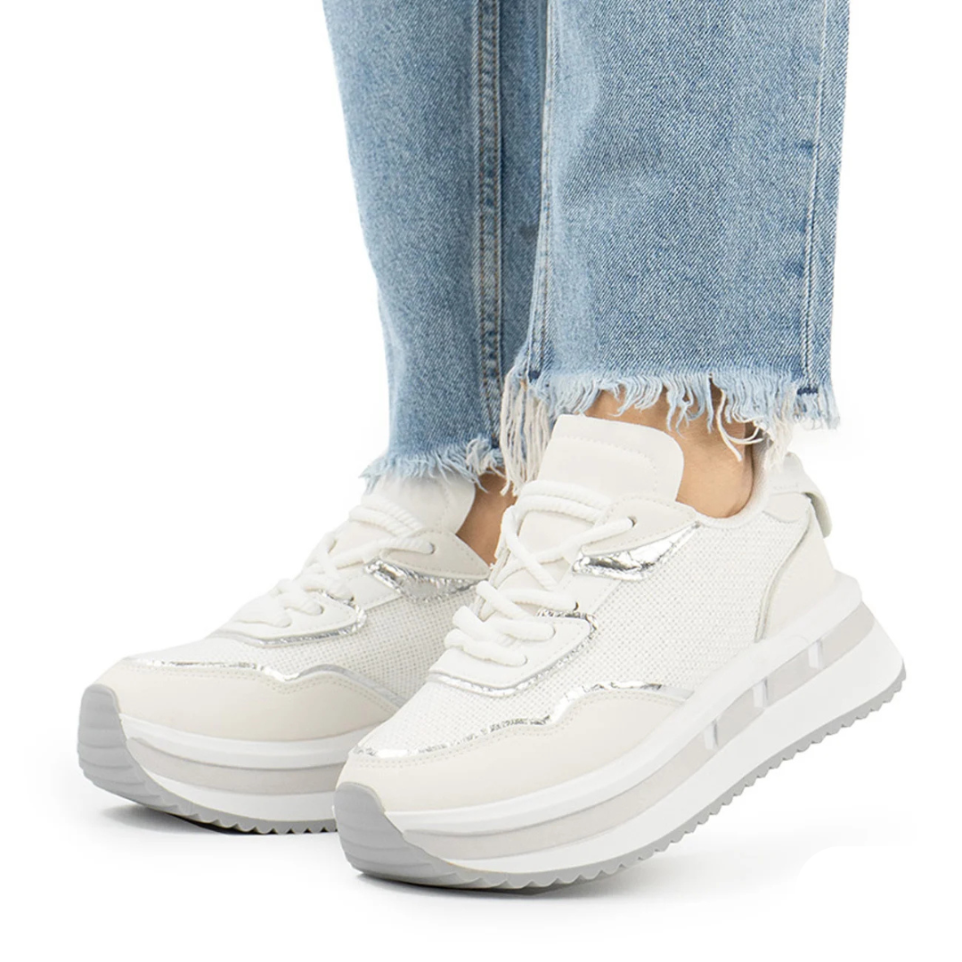 Sapatos de plataforma confortáveis e casuais para mulher com sola grossa