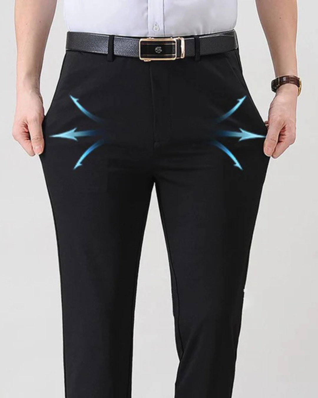 Calças de Fato com Forro de Felpa Elástica na Moda para Homem