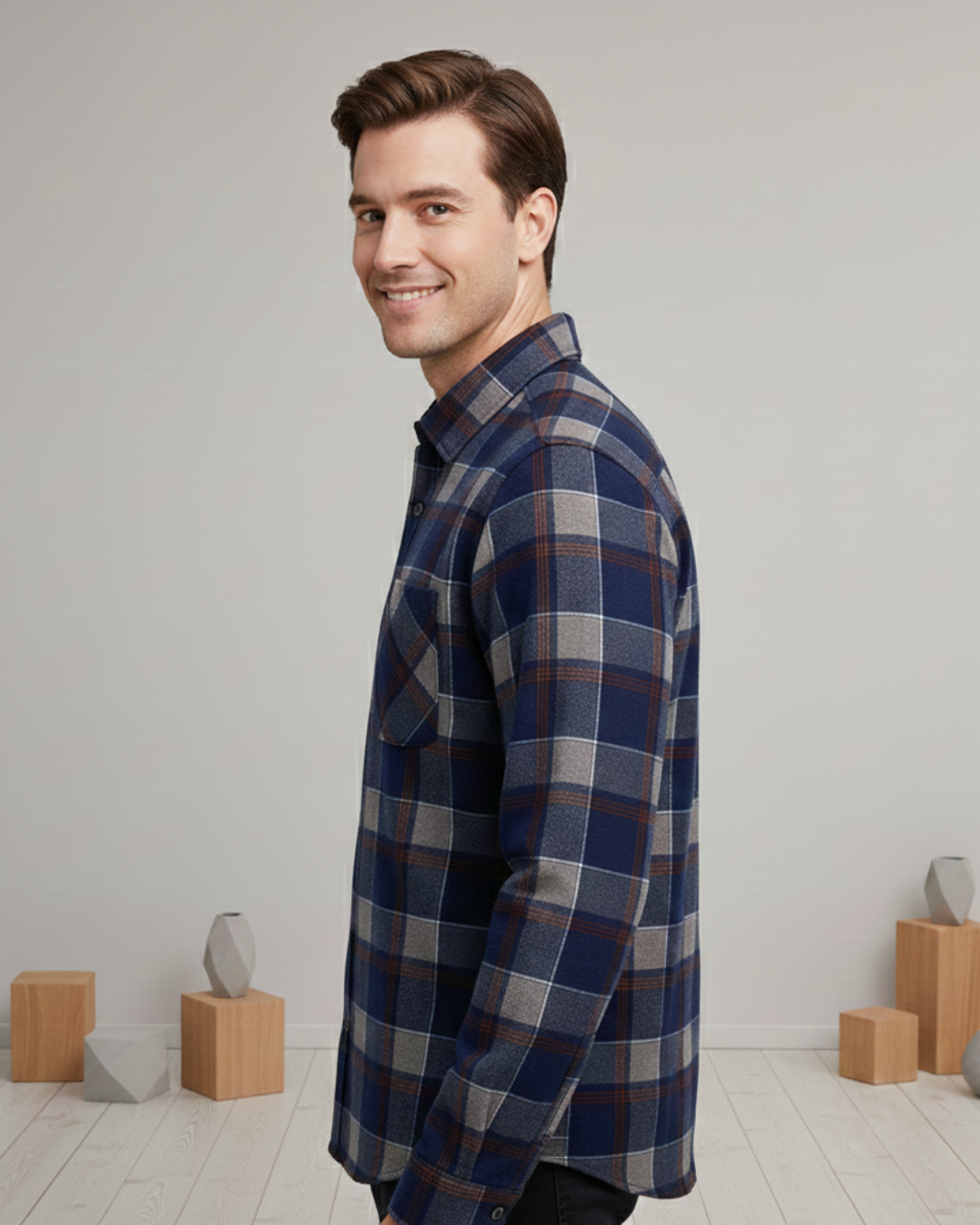 Camisa térmica xadrez para homem