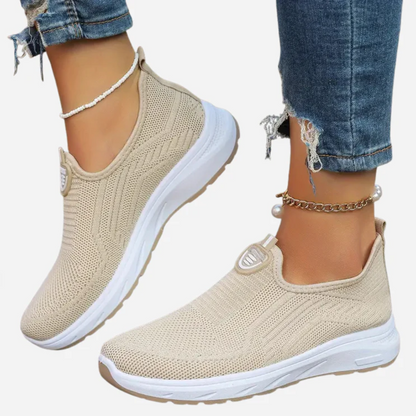 Sapatos de malha respiráveis sem atacadores para mulher