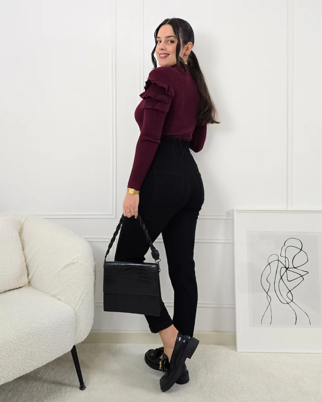 Calças com Efeito Estilizador para Mulher