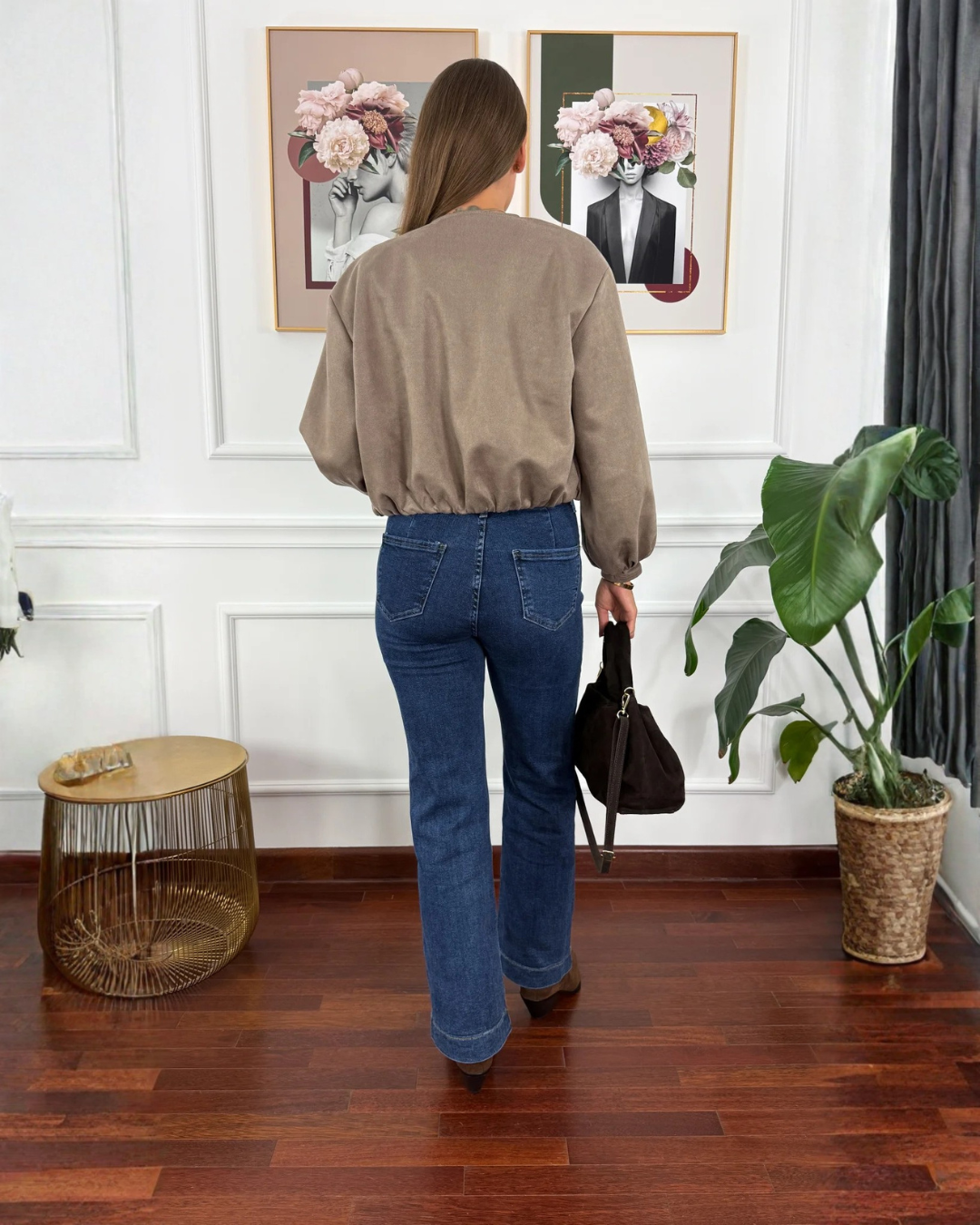 Chaqueta Bomber Suave con Cremallera Para Mujer