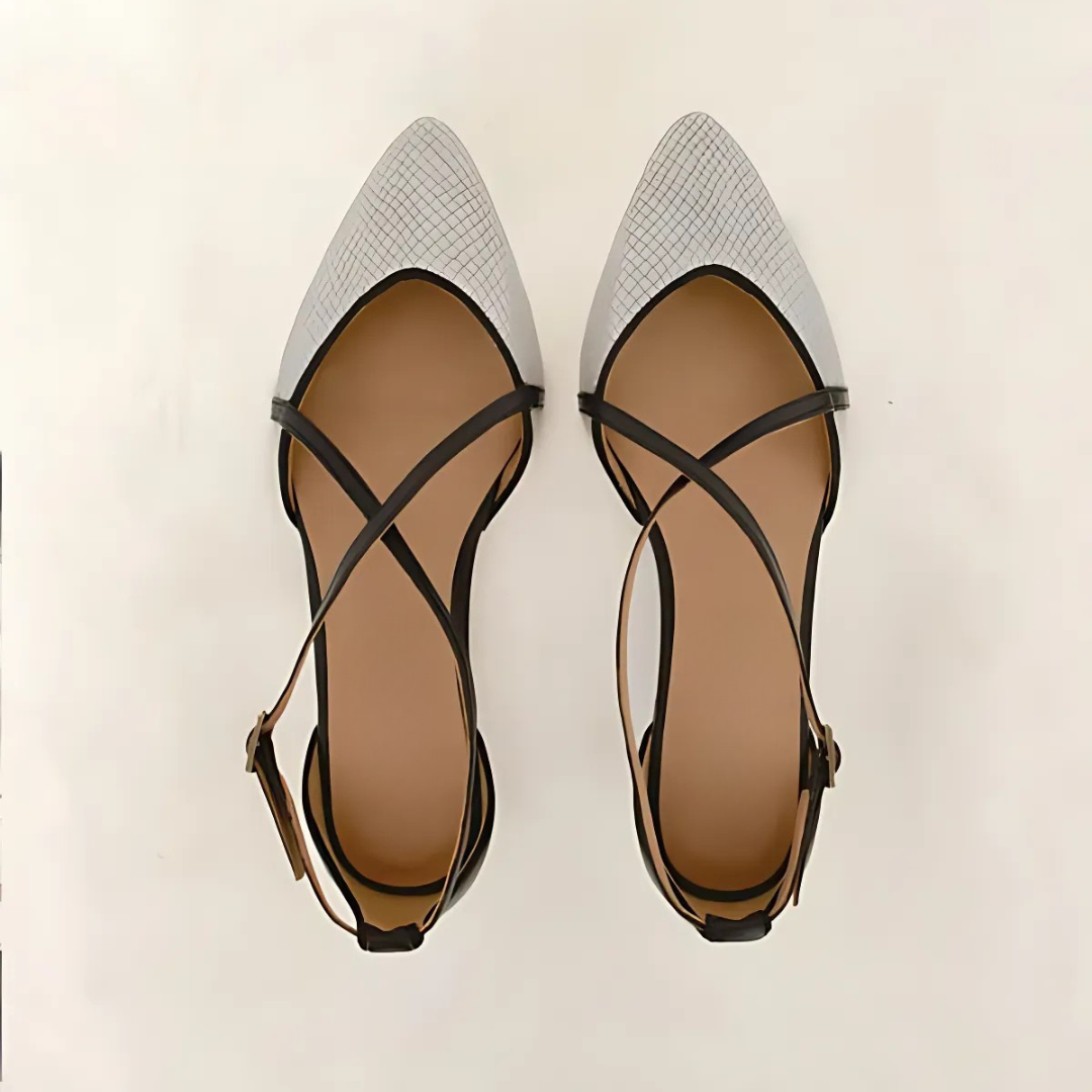 Sapatos Bailarina com tiras cruzadas para mulher