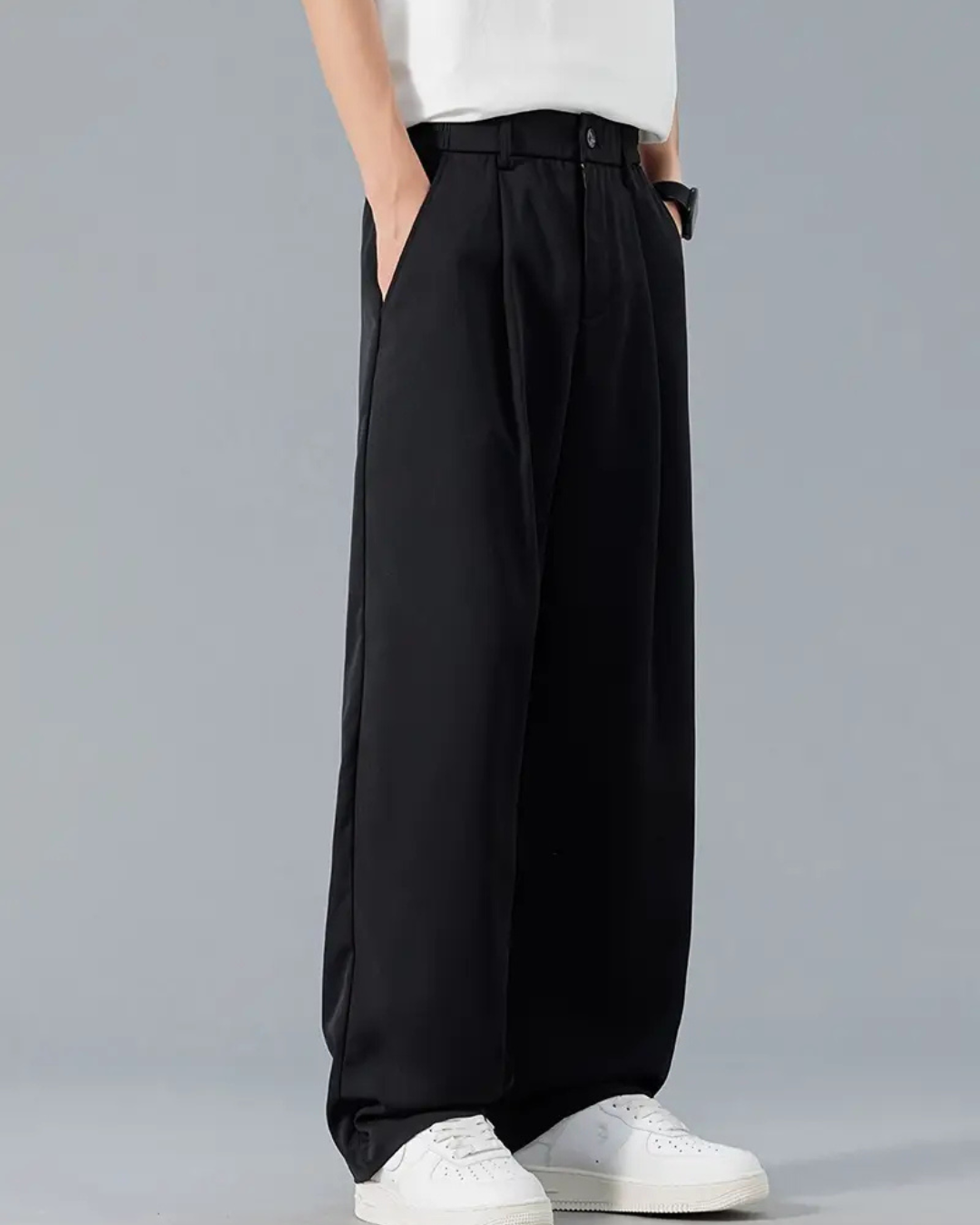 Calças casuais leves e largas para homem