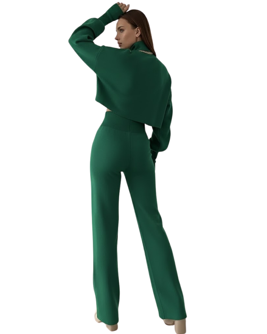 Conjunto de Duas Peças com Top de Gola Alta para Mulher