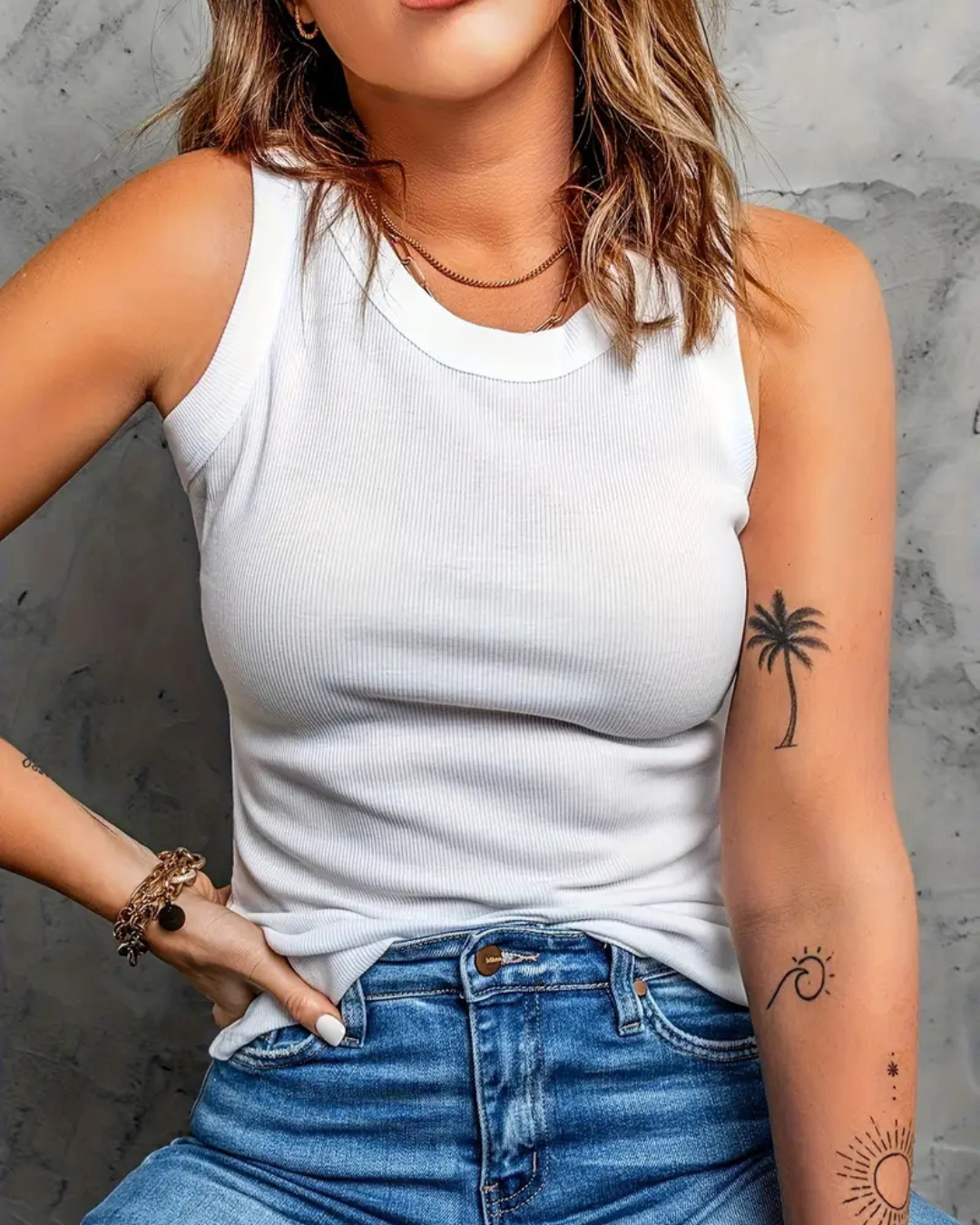 Camisola Sem Mangas para Mulher em Tecido Canelado (EM PROMOÇÃO 2X1)