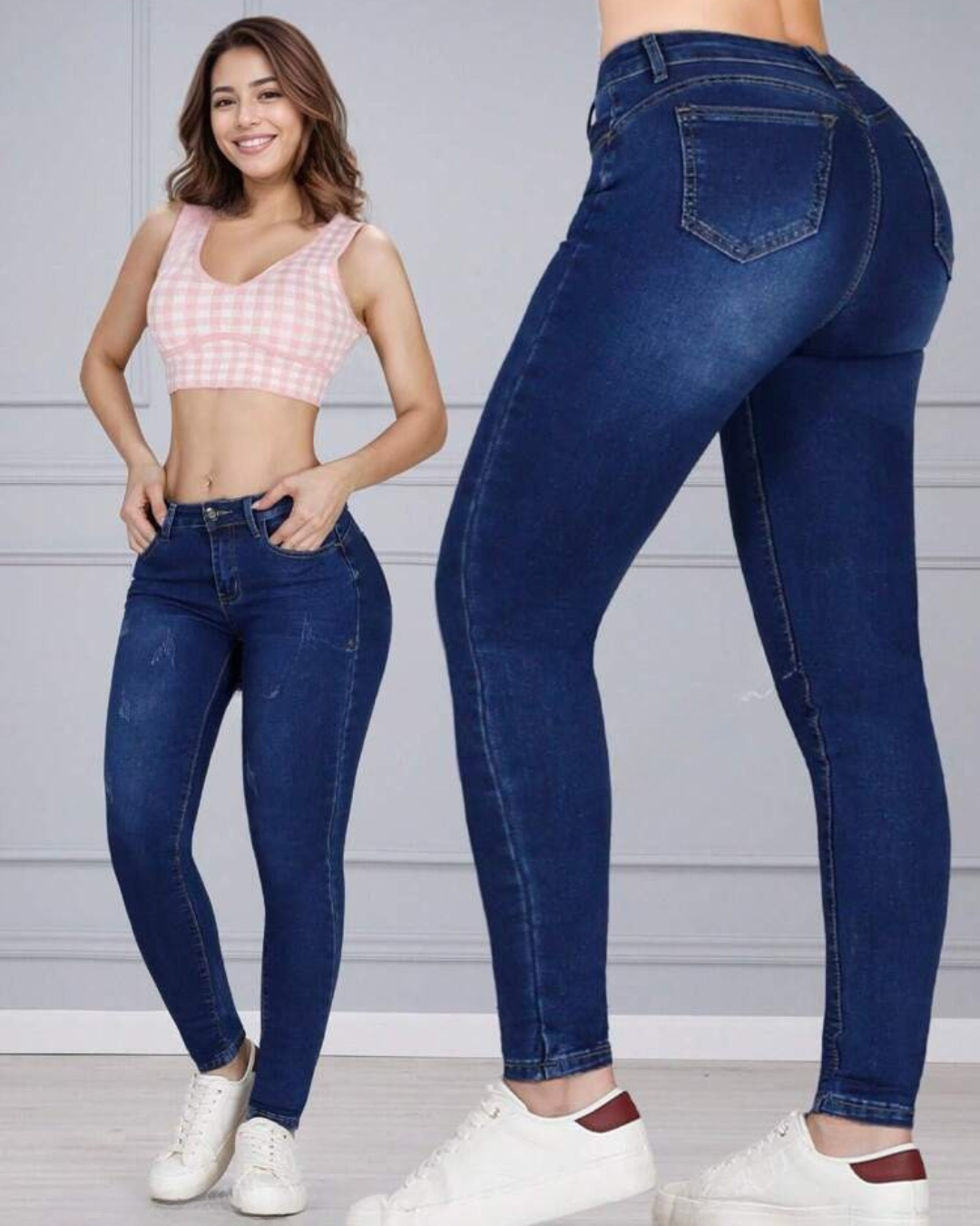 Calças de Ganga Justas com Efeito Push-up e Modelador