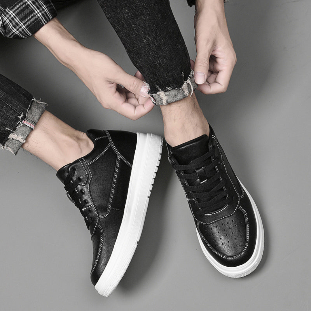 Ténis Casuais para Homem com Design em Pele e Sola Grossa