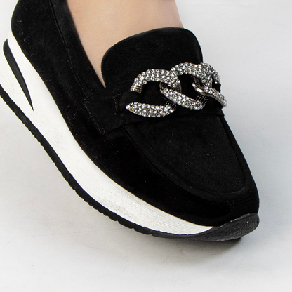 Mocassins com Pormenores de Fivela Dourada para Mulher