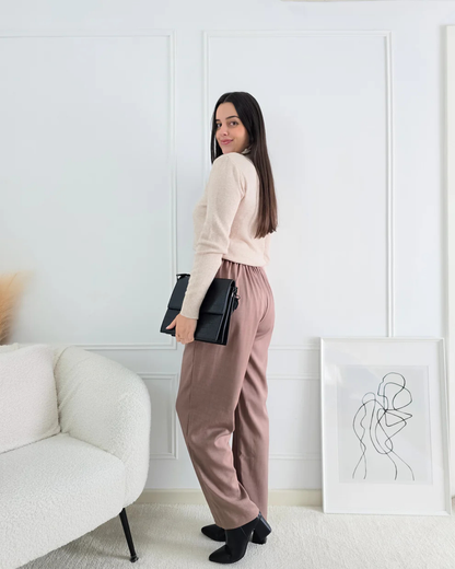 Calças sociais fluidas de cintura alta para mulher