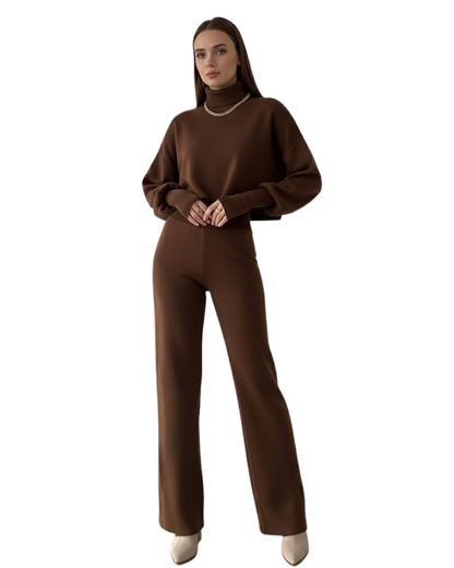 Conjunto de Duas Peças com Top de Gola Alta para Mulher