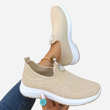 Sapatos de malha respiráveis sem atacadores para mulher