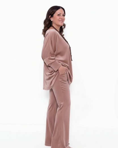 Conjunto de Três Peças amplo e fluido de duas peças para mulher