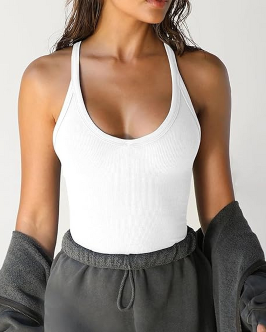 Blusas de Treino Femininas com Decote em V e Costas Cruzadas (OFERTA 2X1)