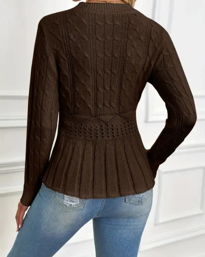 Camisola de Malha Grossa de Gola Redonda para Mulher