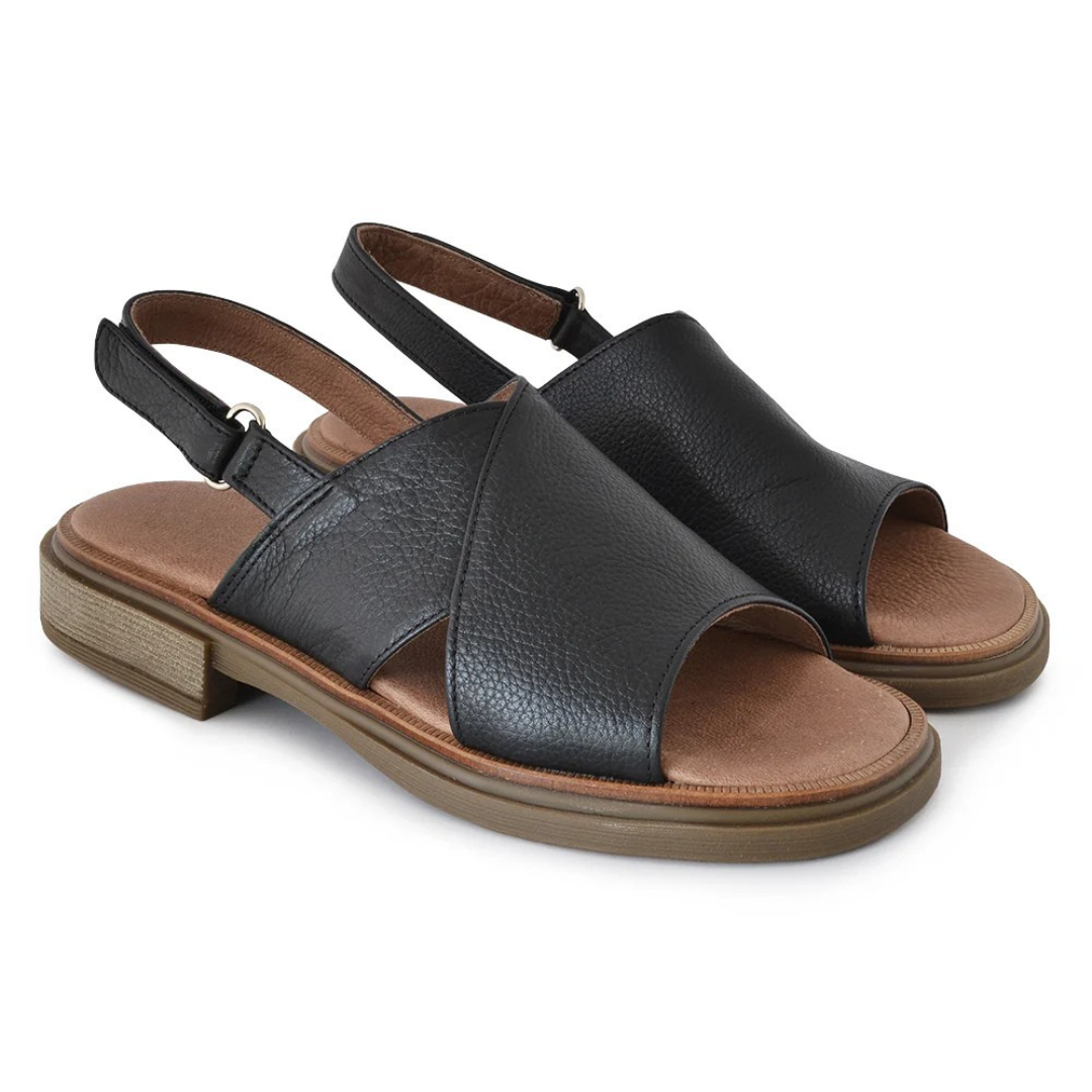 Sandálias de couro em dois tons