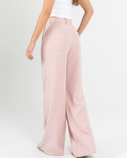 Calças Rectas de Cintura Alta e Bolsos Frontais de Estilo Utilitário