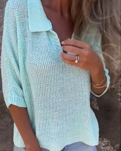 Camisola de Verão com Gola Polo para Mulher