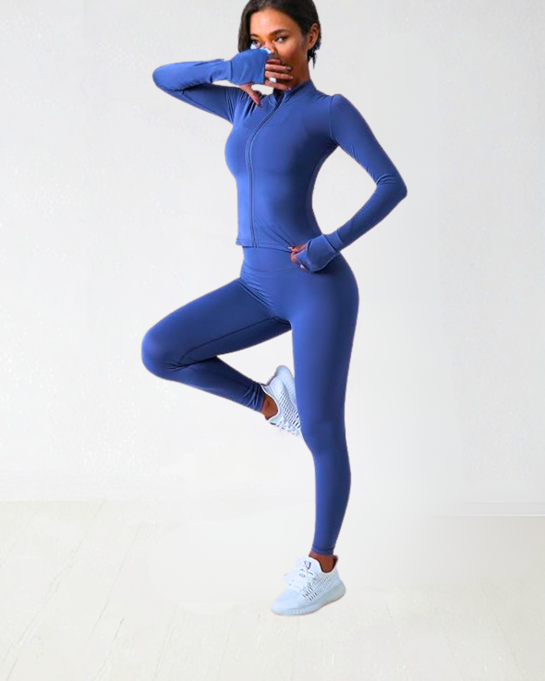 Conjunto Desportivo de 2 Peças Casaco com Fecho de Correr e Leggings para Mulher