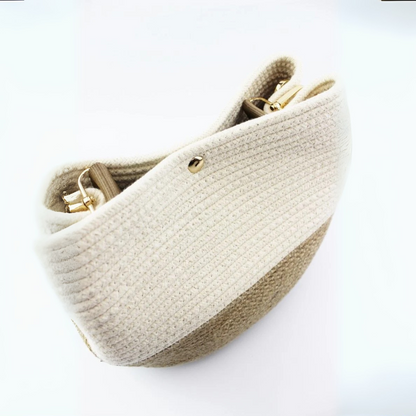 Bolsa de ombro feminina em juta e algodão