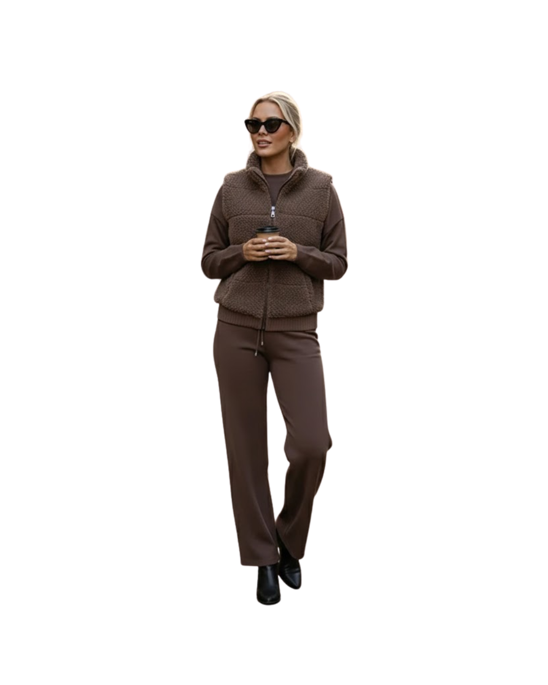 Conjunto de malha de luxo de 3 peças para máximo conforto para mulher