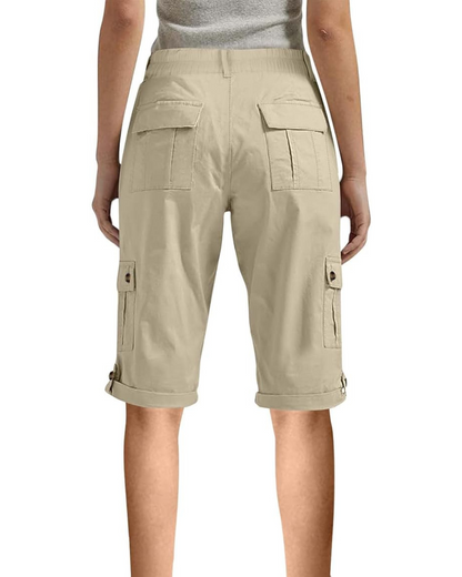 Calças capri com pregas para mulher