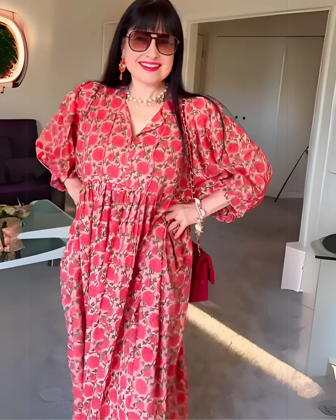 Vestido Midi de Manga Comprida com Estampado Floral