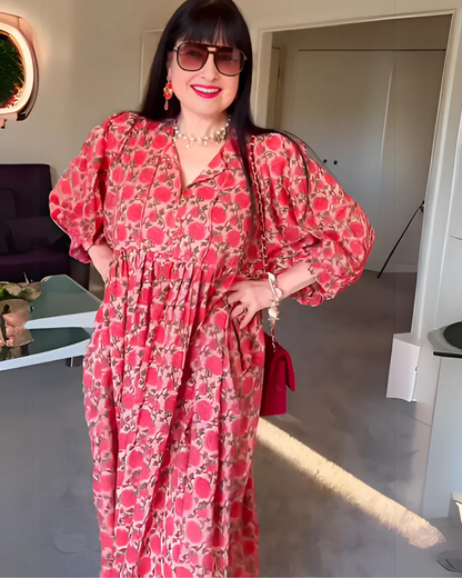 Vestido Midi de Manga Comprida com Estampado Floral