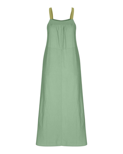 Vestido longo de linho para mulher com alças finas