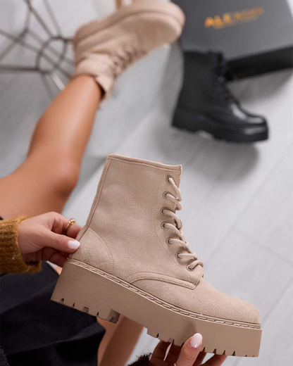 Botins Femininos de Salto Alto com Cordões para Mulher